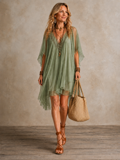 Odalys | Mini Abito Boho a Balze