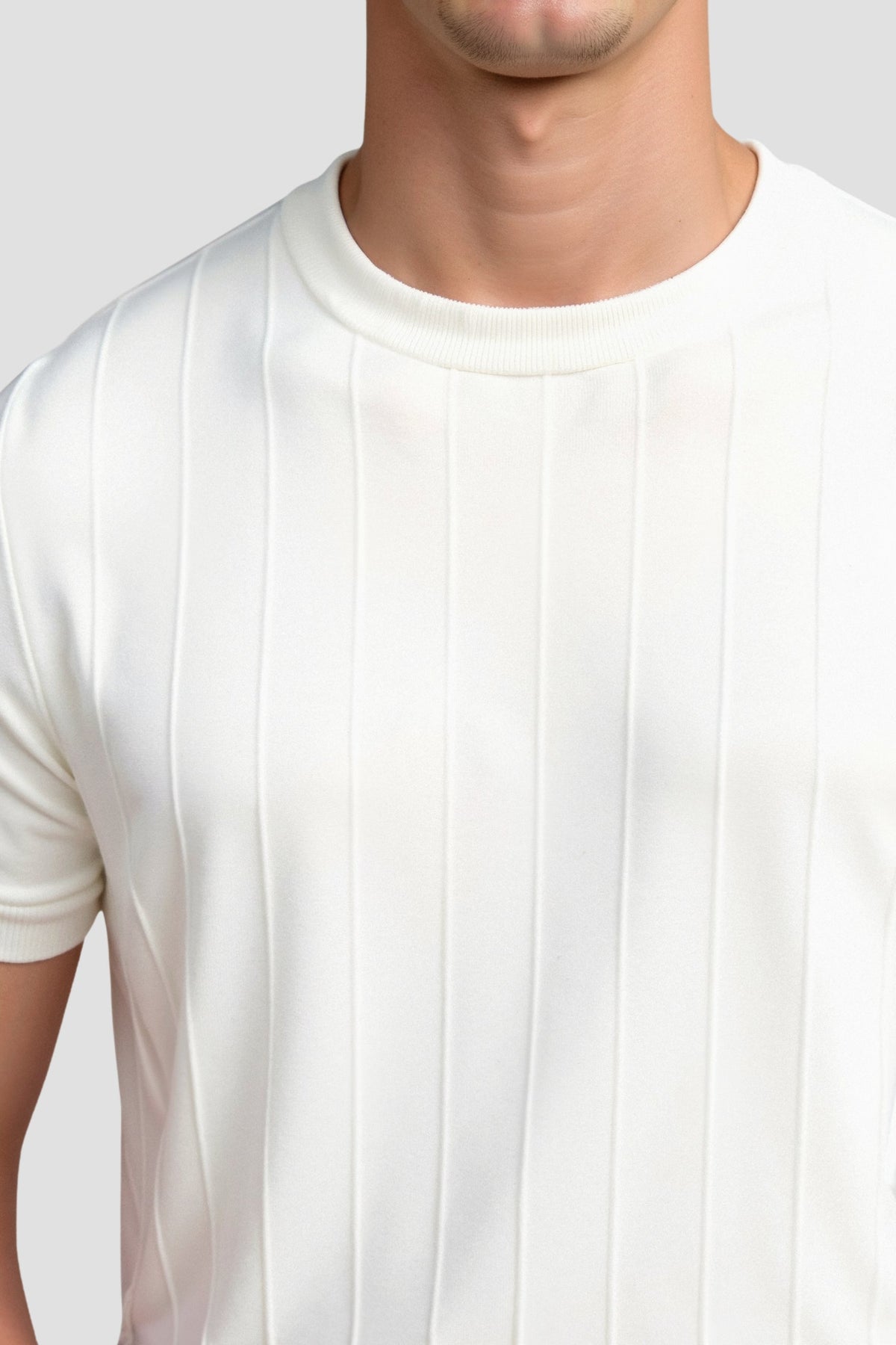 T-shirt a righe girocollo stile Old Money Heavy
