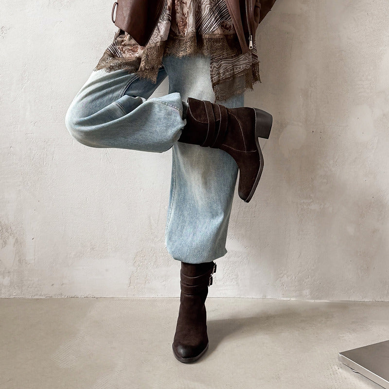 Stivali Western Sienna in Vera Pelle