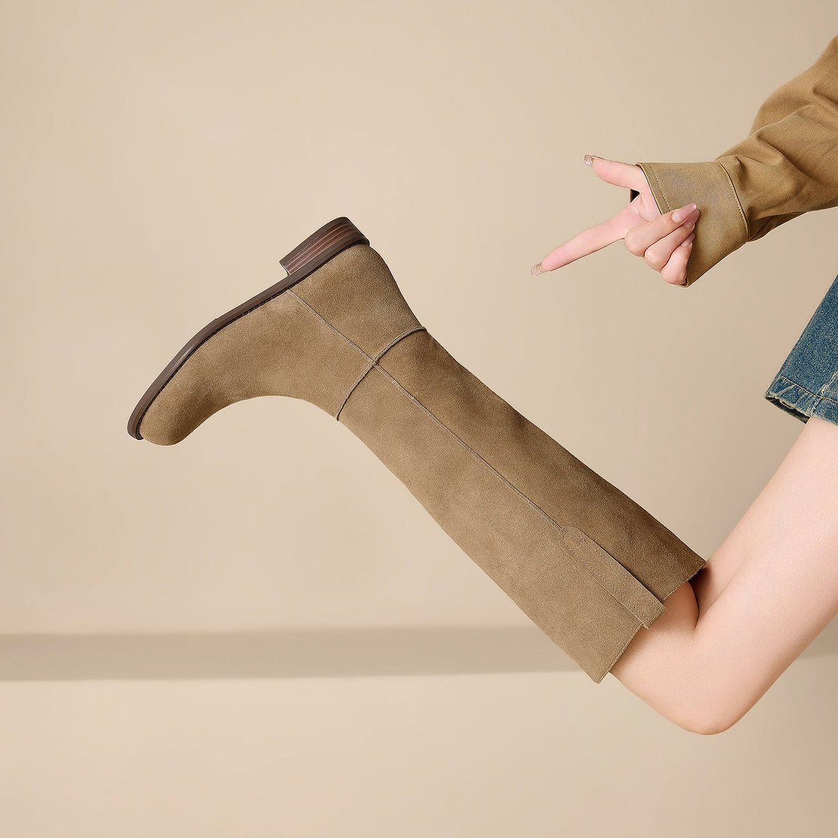 Stivali Selma al Ginocchio in Vero Suede