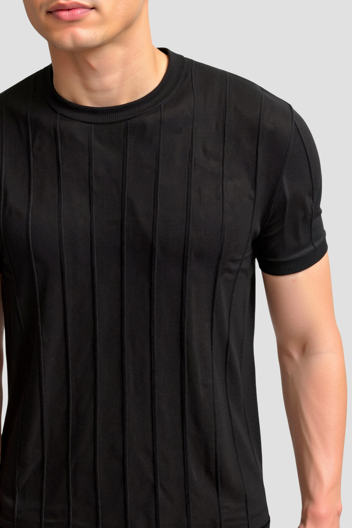 T-shirt a righe girocollo stile Old Money Heavy