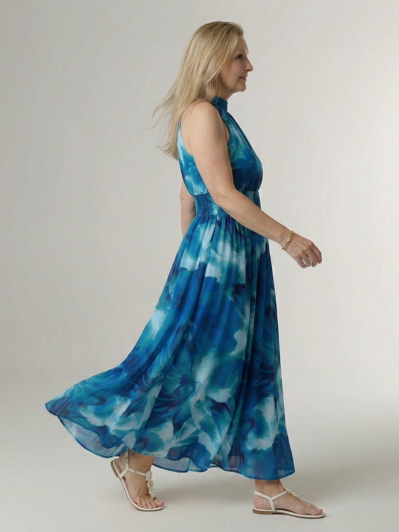 Abito midi con scollo all'americana arricciato Sylin