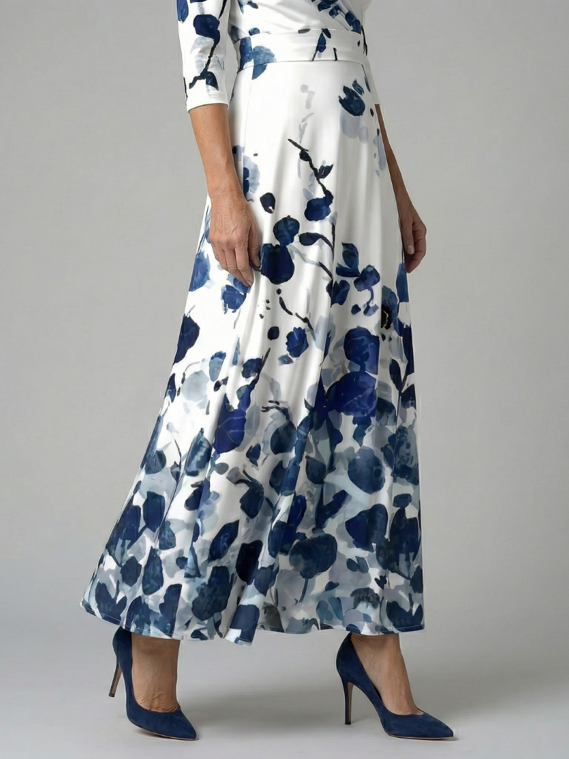 Abito Midi a Portafoglio con Scollo Celine