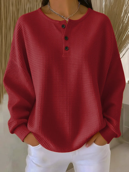 Bregje | Felpa Henley accogliente con struttura waffle
