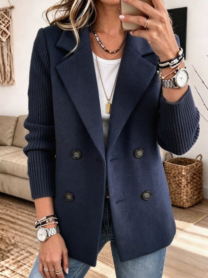 Carmela | Blazer Doppiopetto con Maniche in Maglia a Coste