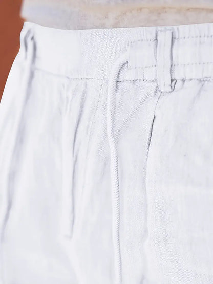 PANTALONI LARGHI IN LINO CON COULISSE