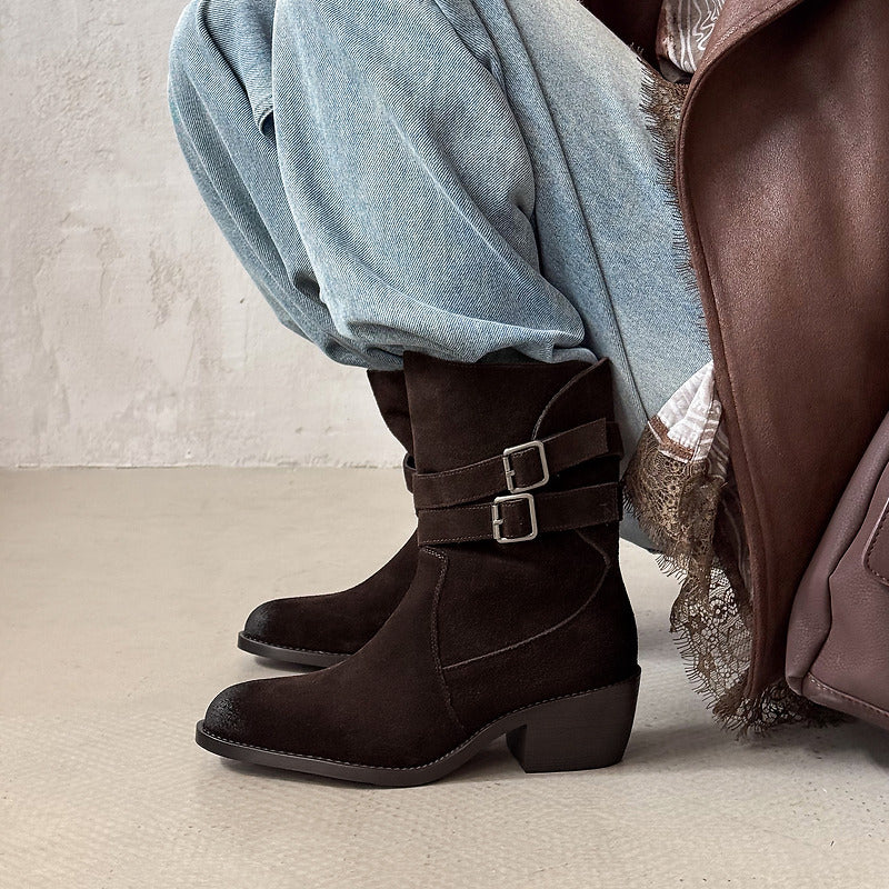 Stivali Western Sienna in Vera Pelle