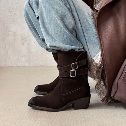 Stivali Western Sienna in Vera Pelle