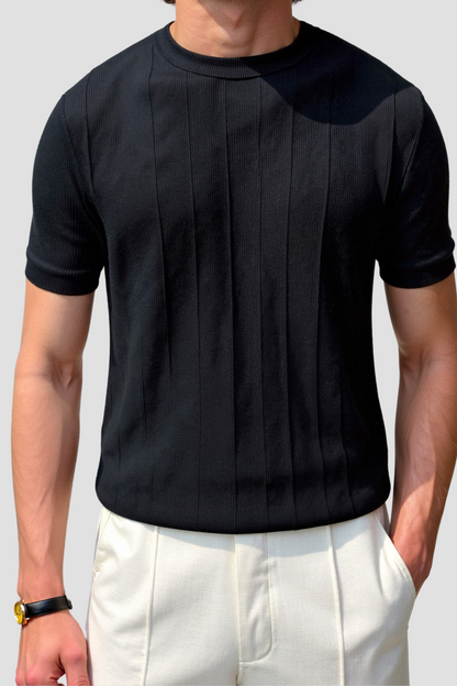 T-shirt a righe girocollo stile Old Money Heavy