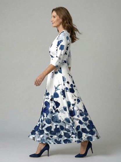 Abito Midi a Portafoglio con Scollo Celine