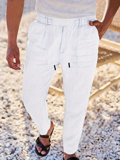 PANTALONI LARGHI IN LINO CON COULISSE