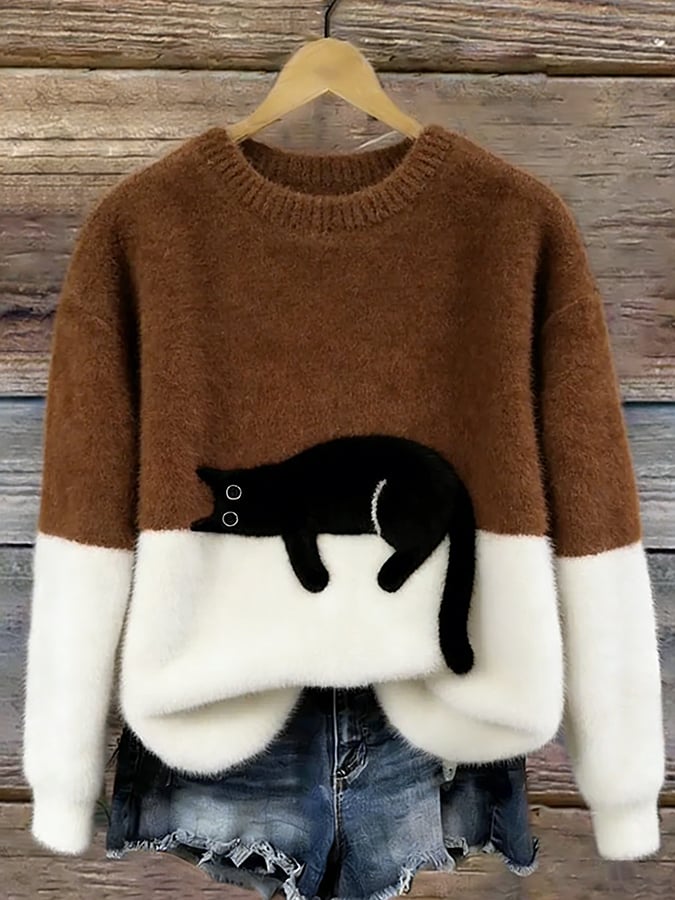 Caitlin – Maglione casual con motivo gatto