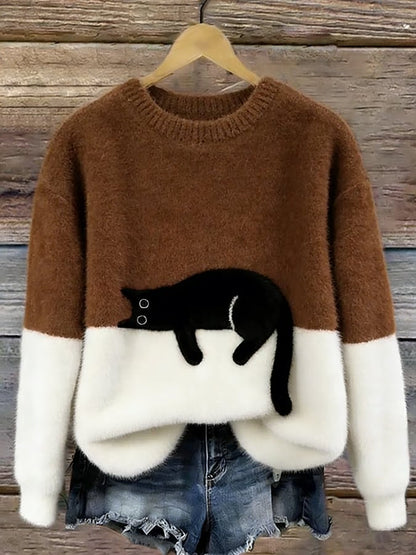 Caitlin – Maglione casual con motivo gatto