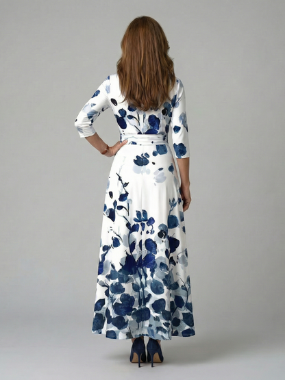 Abito Midi a Portafoglio con Scollo Celine