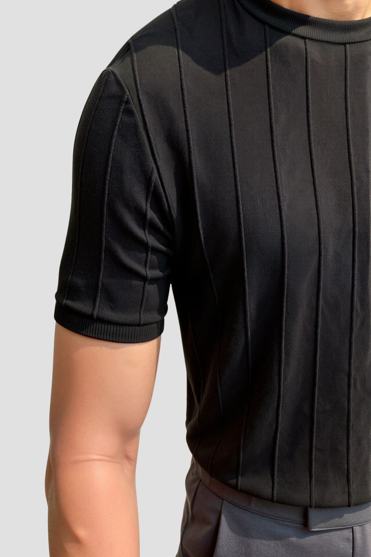 T-shirt a righe girocollo stile Old Money Heavy