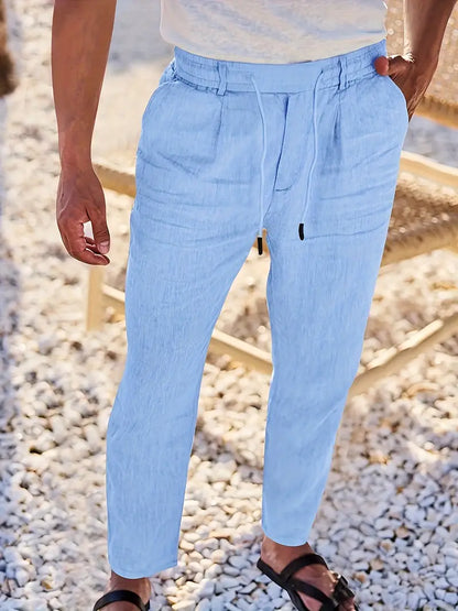 PANTALONI LARGHI IN LINO CON COULISSE