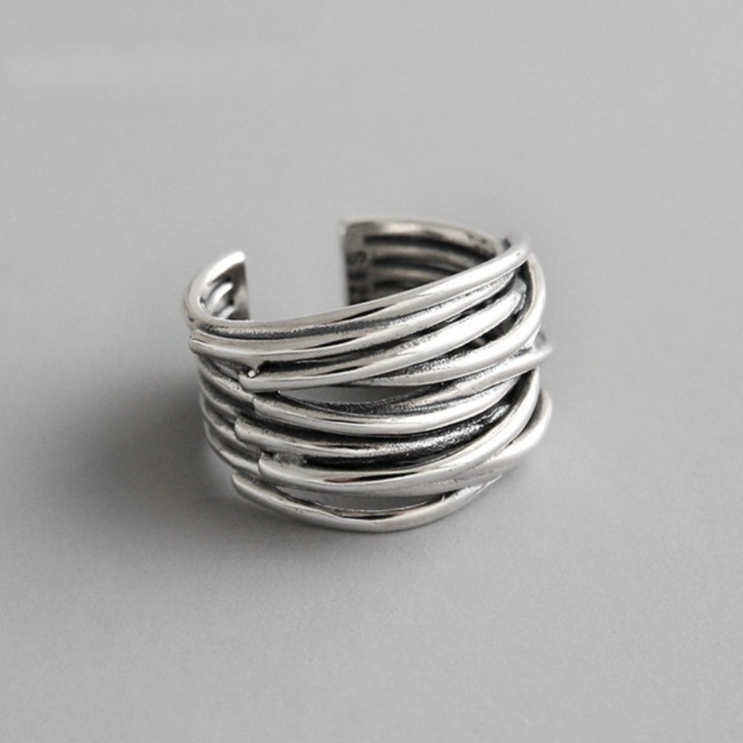 ANELLO REGOLABILE IN ARGENTO A STRATI