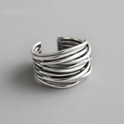 ANELLO REGOLABILE IN ARGENTO A STRATI