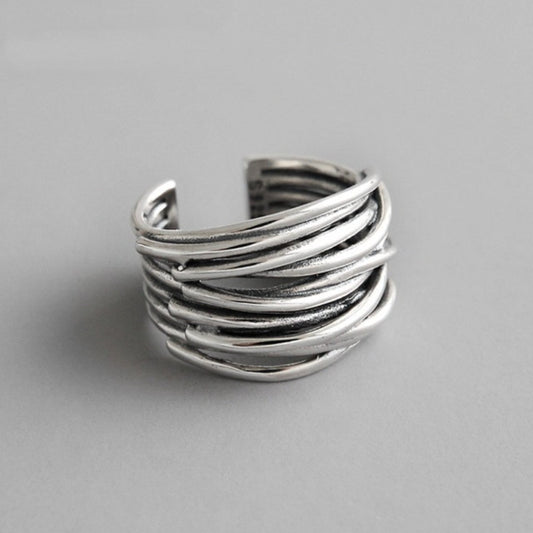 ANELLO REGOLABILE IN ARGENTO A STRATI