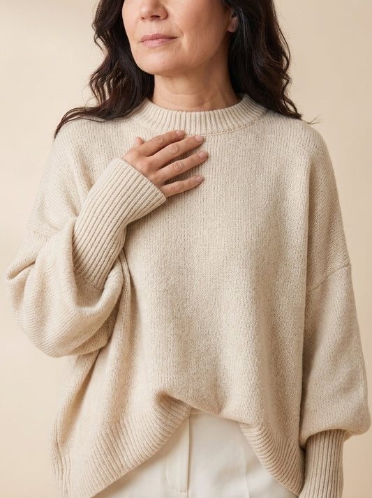 Jennifer | Maglione oversize drappeggiato con scollo ampio