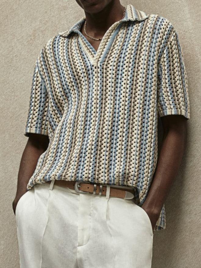 Polo leggero in crochet a righe