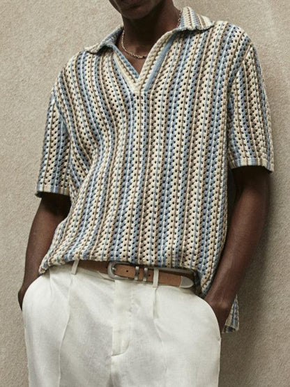 Polo leggero in crochet a righe