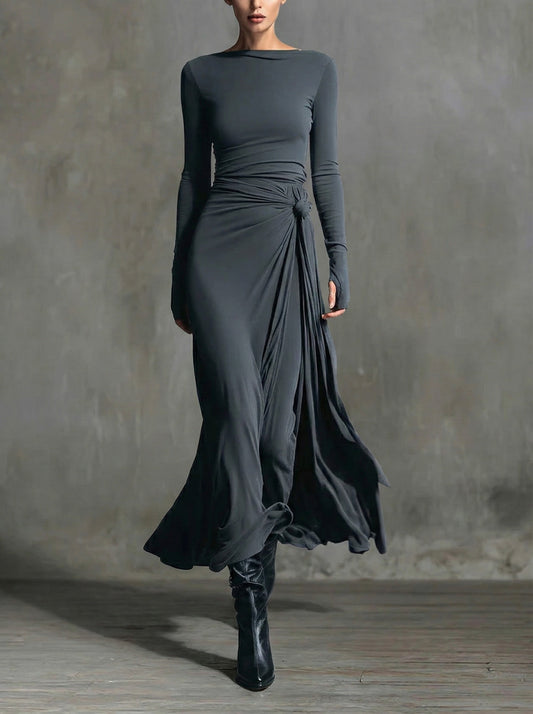 Naomie | Abito maxi con fiocco laterale