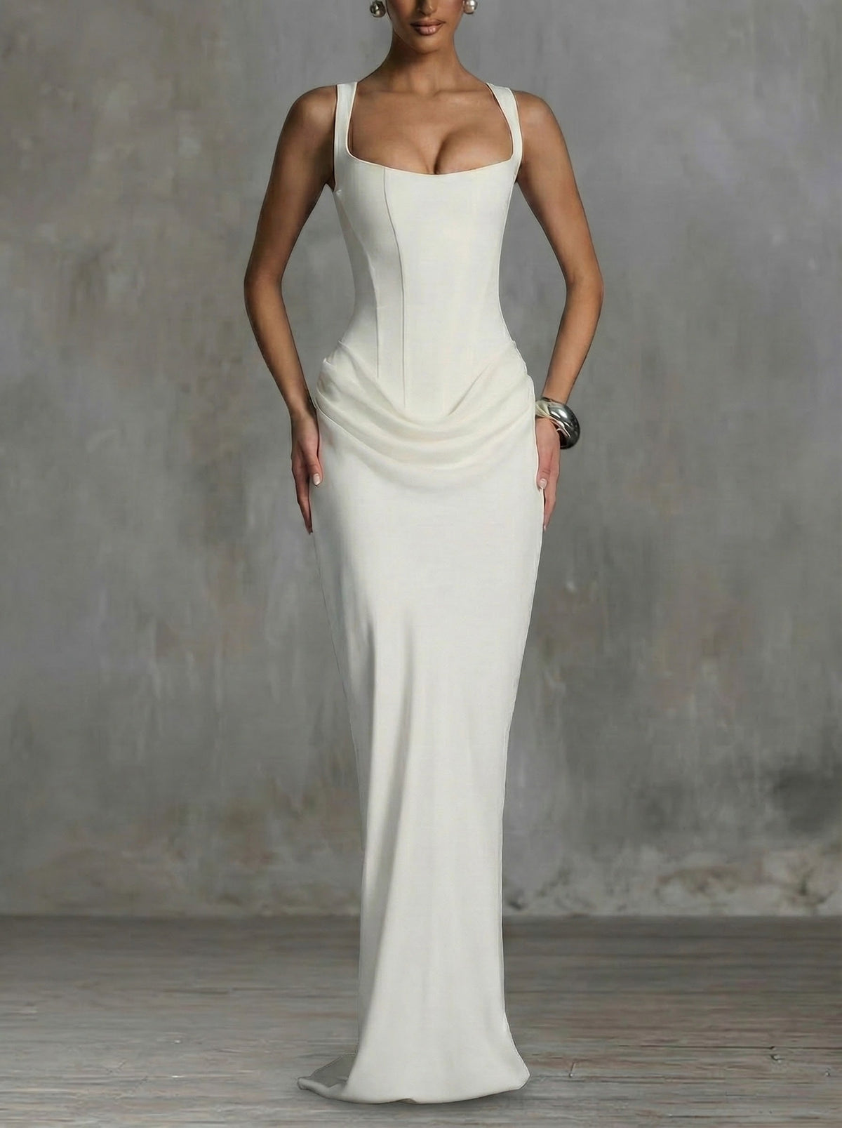 Éléonore | Abito maxi con scollatura quadrata