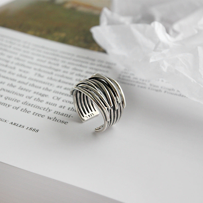 ANELLO REGOLABILE IN ARGENTO A STRATI