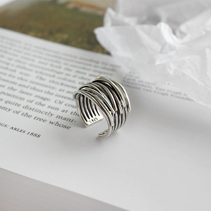 ANELLO REGOLABILE IN ARGENTO A STRATI
