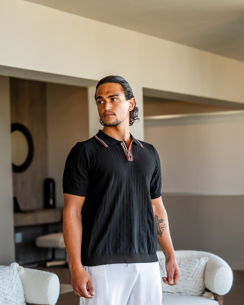 Theo | Polo estivo in maglia con colletto a contrasto