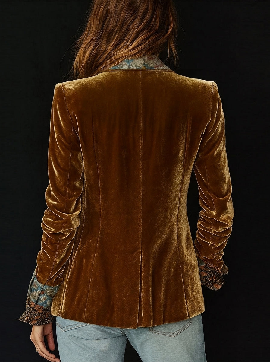 Marcela - Blazer patchwork con stampa floreale vintage