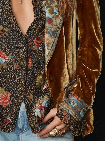 Marcela - Blazer patchwork con stampa floreale vintage