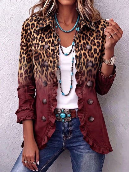 Rosmine | Abito Vintage Leopardato Sfumato con Balze