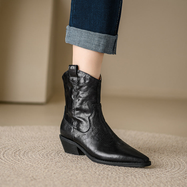 Stivali in Vera Pelle Stile Western