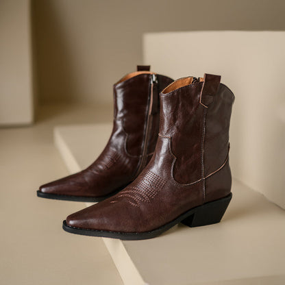Stivali in Vera Pelle Stile Western