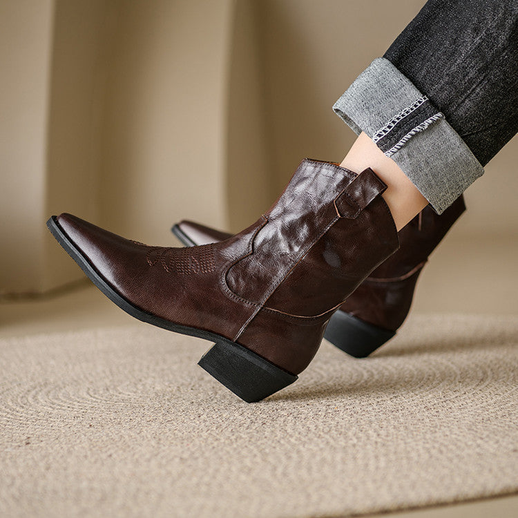 Stivali in Vera Pelle Stile Western