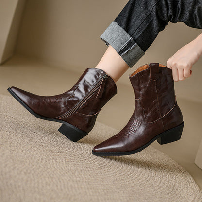 Stivali in Vera Pelle Stile Western