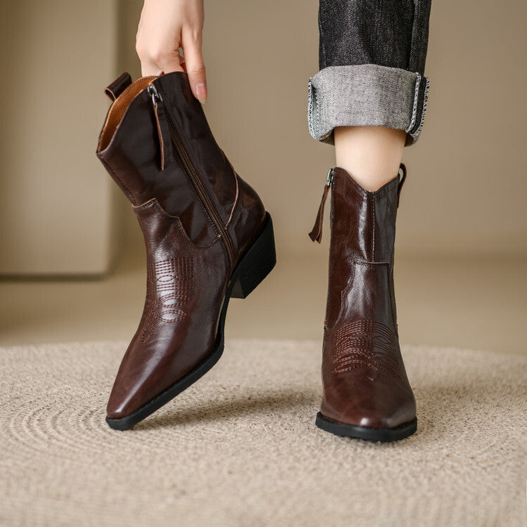 Stivali in Vera Pelle Stile Western