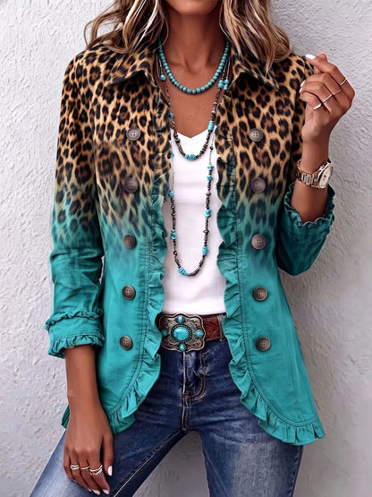 Rosmine | Abito Vintage Leopardato Sfumato con Balze