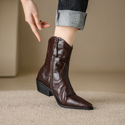 Stivali in Vera Pelle Stile Western