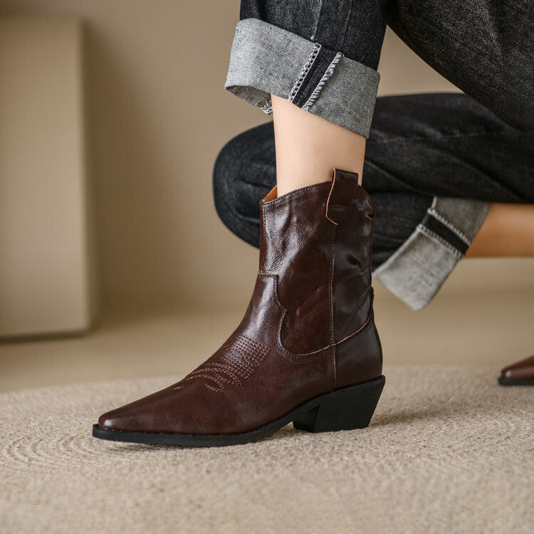 Stivali in Vera Pelle Stile Western
