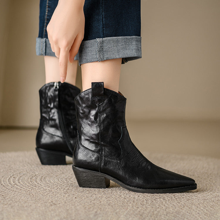 Stivali in Vera Pelle Stile Western