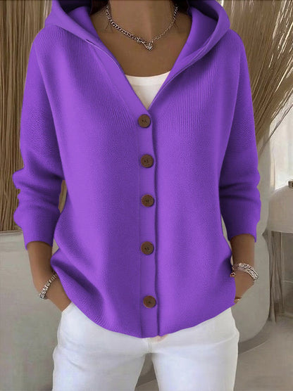 Merel | Cardigan in maglia con cappuccio e bottoni