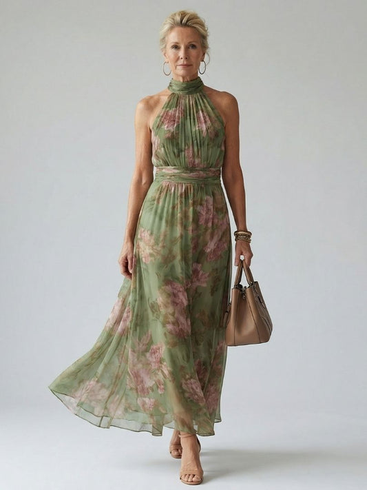 Abito midi con scollo all'americana arricciato Mirelle