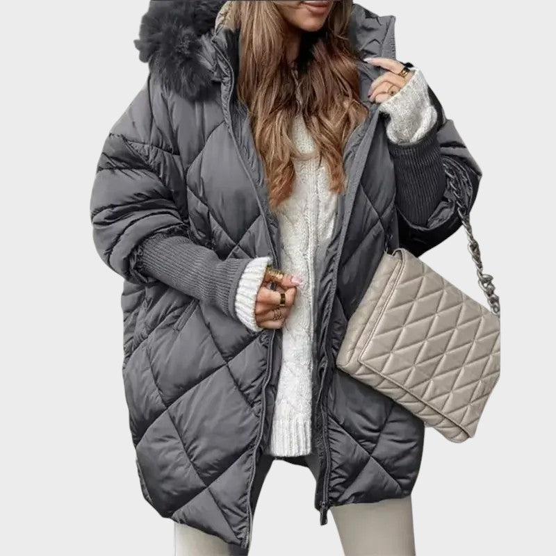 Denisa™ | Parka midi da donna con maniche in maglia