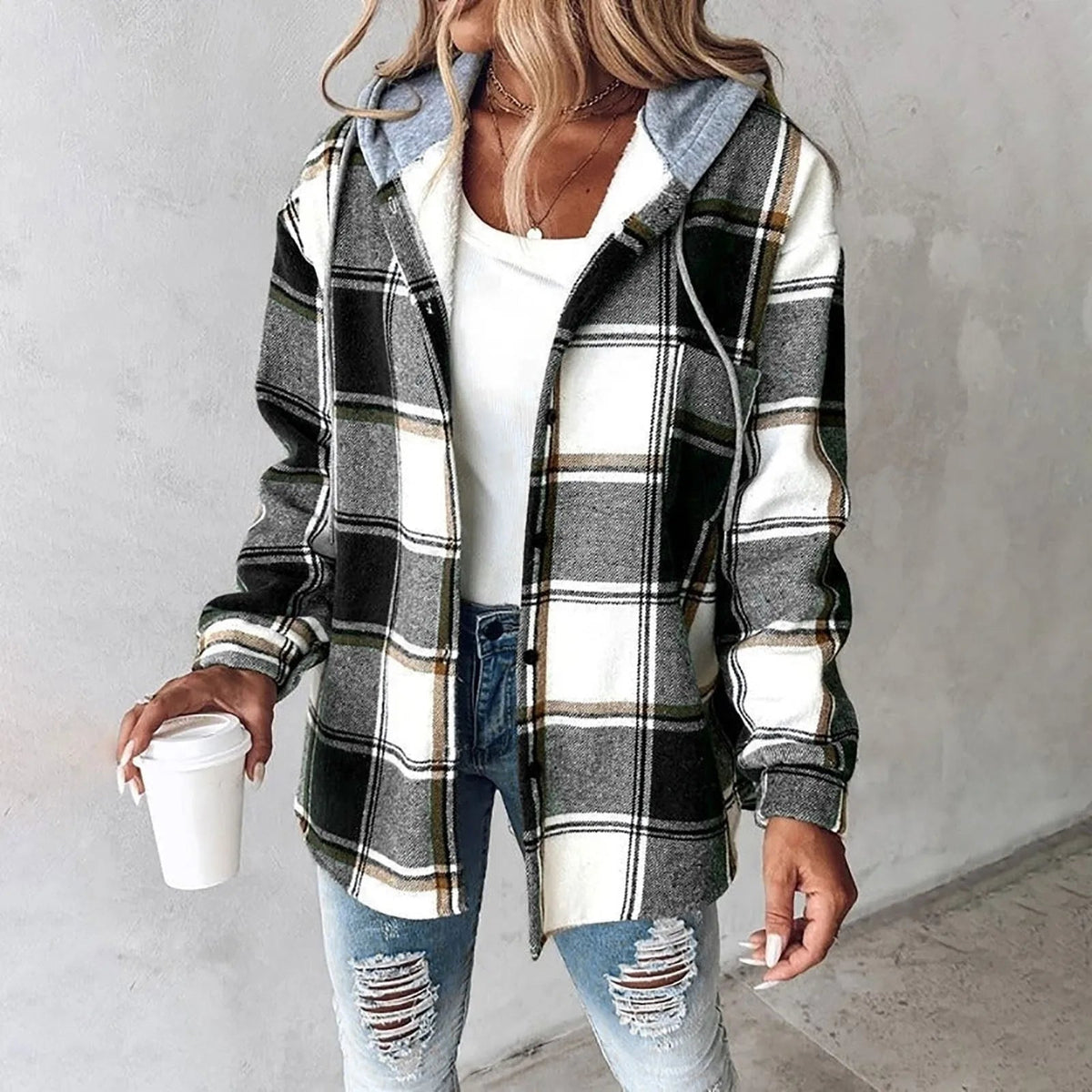 Overshirt foderata con cappuccio Élise