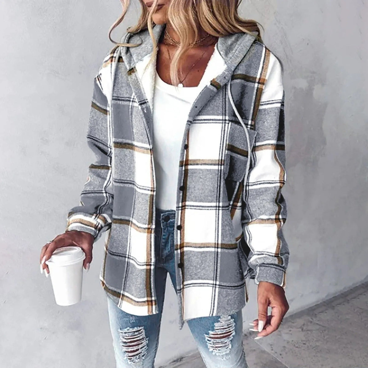 Overshirt foderata con cappuccio Élise