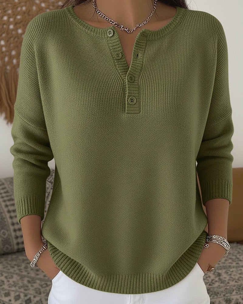 Grietje | Maglione Henley in maglia con bottoni