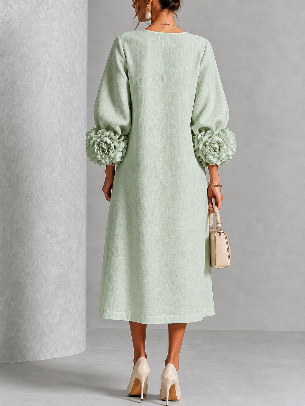 Sienna | Abito midi con polsini floreali